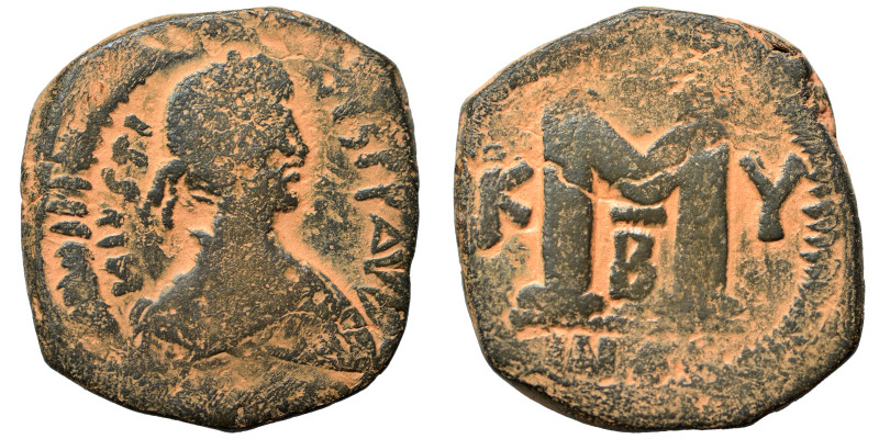 Justin I, 518-527. Follis (bronze, 17.71 g, 32 mm), Cyzicus. D N IVSTINVS P P AV...