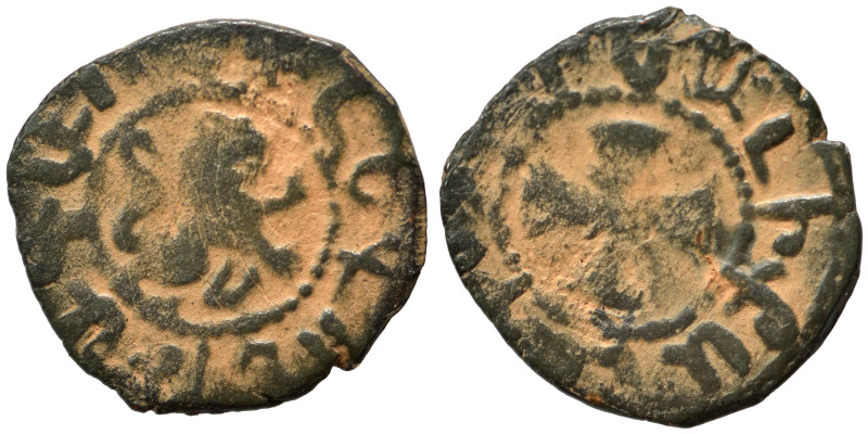 ARMENIA, Cilician Armenia. Levon V, 1374-1393. Pogh (bronze, 1.09 g, 15 mm). Lio...