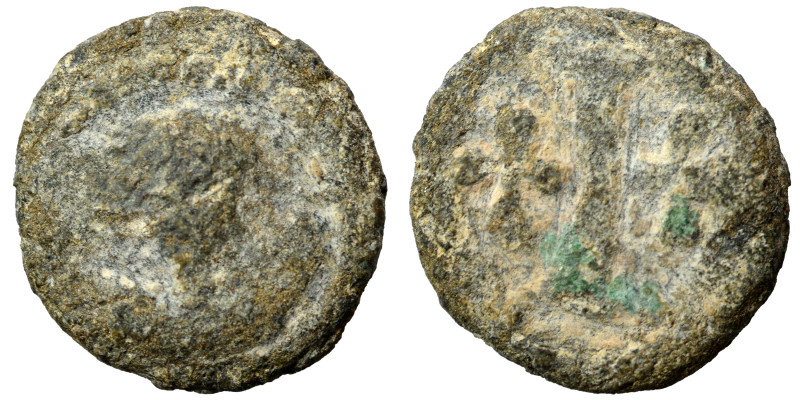 Maurice Tiberius, 582-602. Decanummium (lead, 2.53 g, 12 mm), Italian mint. Crow...