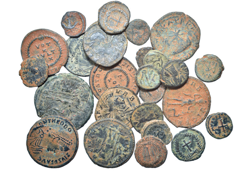 Group lot of circa 25 Roman Imperial coins, some repatinated. G - VF. As seen, n...