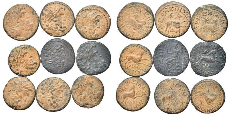 Group lot of circa 9 Roman Provincial coins, all Antioch, some repatinated. G - ...