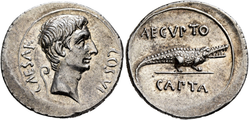 Octavian, 44-27 BC. Denarius (Silver, 20 mm, 3.53 g, 12 h), uncertain mint in It...