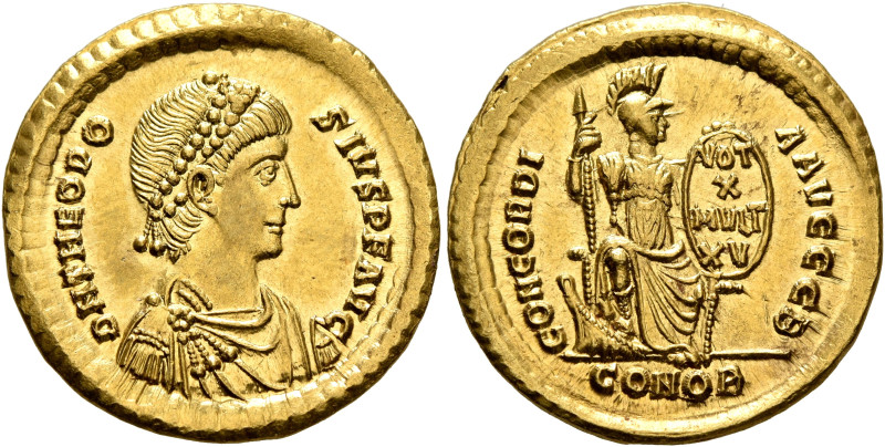Theodosius I, 379-395. Solidus (Gold, 21 mm, 4.51 g, 12 h), Constantinopolis, 38...