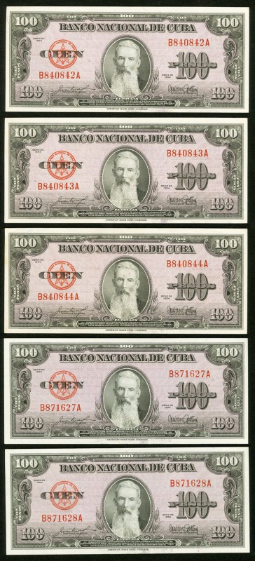 Cuba Banco Nacional de Cuba 50 Pesos 1954 Pick 82b, Five Examples About Uncircul...
