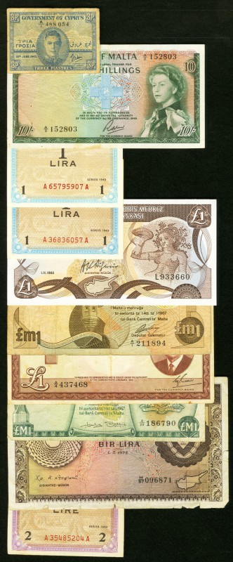 Twenty-Five Notes from Cyprus, Italy, and Malta. Very Good or Better. 

HID09801...