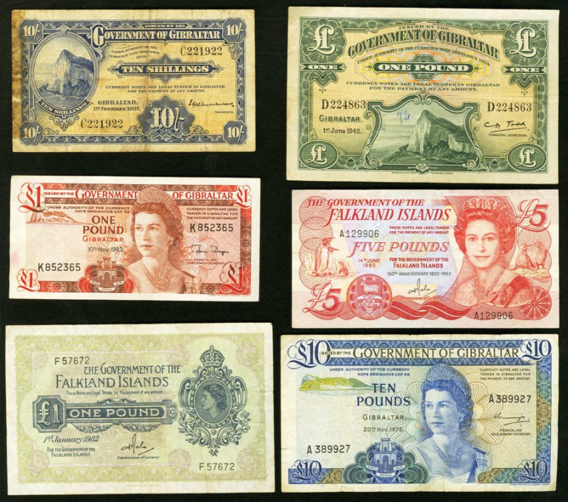A Half Dozen Notes from the Falkland Islands and Gibraltar. Fine or Better. 

HI...