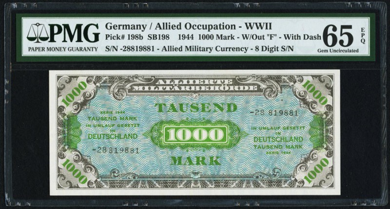 Germany Allied Military Currency 1000 Mark 1944 Pick 198b PMG Gem Uncirculated 6...