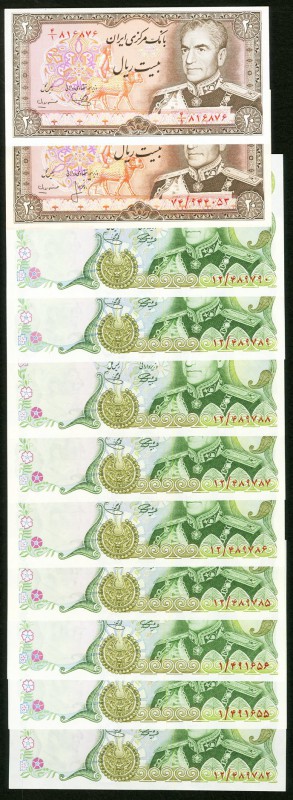 A Large Selection of Iranian Notes from the 1970s. Crisp Uncirculated or Better....