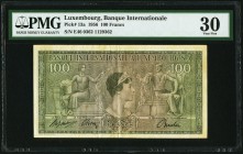 Luxembourg Banque Internationale a Luxembourg S.A. 100 Francs 21.4.1956 Pick 13a PMG Very Fine 30. A visually pleasing example of this interesting, ol...