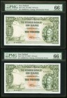 New Zealand Reserve Bank of New Zealand 10 Pounds ND (1967) Pick 161d Two Consecutive Examples PMG Gem Uncirculated 66 EPQ. 

HID09801242017