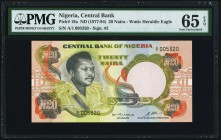 Nigeria Central Bank of Nigeria 20 Naira ND (1977-84) Pick 18a PMG Gem Uncirculated 65 EPQ. A modern issue that is actually quite rare in any grade. A...