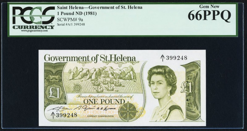 Saint Helena Government of Saint Helena 1 pound ND (1981) Pick 9a PCGS Gem New 6...
