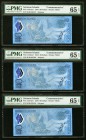 Solomon Islands Central Bank of Solomon Islands 40 Dollars 2018 Commemorative Pick UNL Three Consecutive Examples PMG Gem Uncirculated 65 EPQ. Three c...