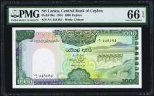Sri Lanka Central Bank of Ceylon 1000 Rupees 1.1.1981 Pick 90a PMG Gem Uncirculated 66 EPQ. Second finest grade in the PMG Population Report, and scar...