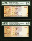 Swaziland Central Bank of Swaziland 200 Emalangeni 2017 Pick UNL Two Consecutive Examples PMG Superb Gem Unc 67 EPQ. Pack fresh, terrific original exa...