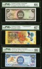 Trinidad And Tobago Central Bank of Trinidad and Tobago 10; 50, 100 Dollars 1964 (ND 1977); 2014; 2006 Picks 32a; 54; 51b Trio of Notes PMG Choice Unc...