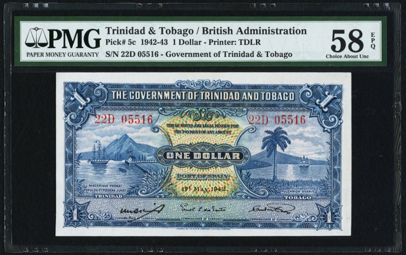 Trinidad And Tobago Government of Trinidad and Tobago 1 Dollar 1.5.1942 Pick 5c ...