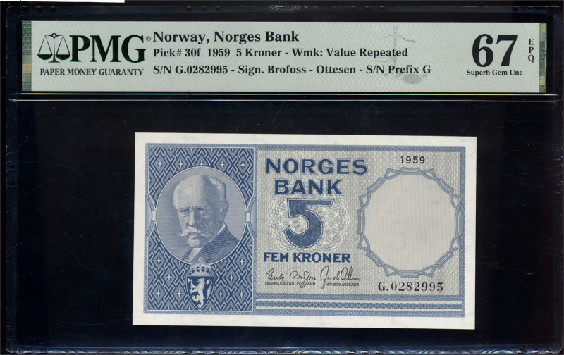 5 Kroner 1959 G0282995 PMG 67EPQ, Pick 30f. https://www.pmgnotes.com/certlookup/...