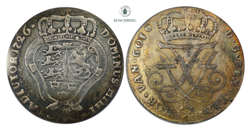 * 4 Mark 1726 PCGS VF-Details, KM-222. Dark patina, has evidence of cleaning. Gr...