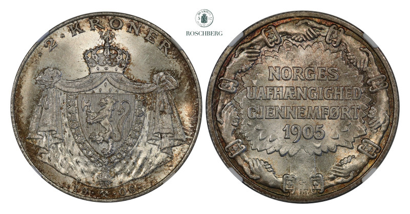 2 Kroner 1906 NGC MS66, KM-363. Lovely untouched surfaces on this gem coin. http...