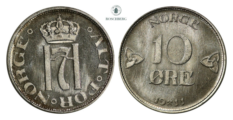 * 10 Øre 1911 PRAKT, KM-372. We would argue this is the best 10 øre 1911 we have...