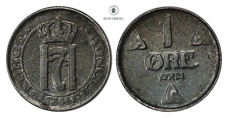 1 Øre 1921 Kv 0 (UNC), LM-367a. This date is almost always somewhat grainy in th...