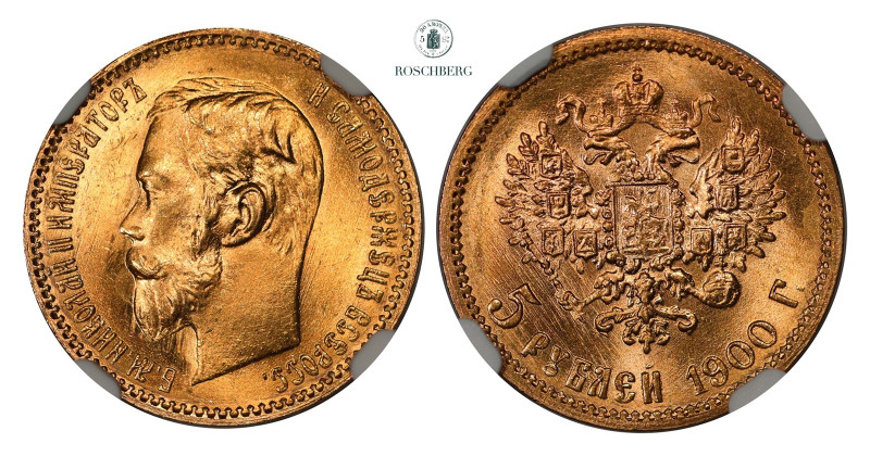 * RUSSIA. 5 Roubles 1900 O3 NGC MS65, KM-Y62. https://www.ngccoin.com/certlookup...