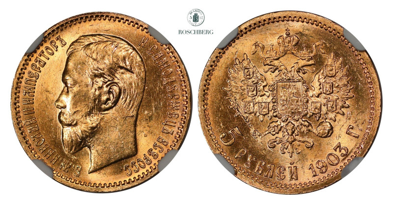 * RUSSIA. 5 Roubles 1903 AP NGC MS64, KM-Y62. https://www.ngccoin.com/certlookup...