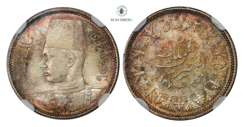 * EGYPT. 2 Piastres 1937 NGC MS65, https://www.ngccoin.com/certlookup/6772910-01...