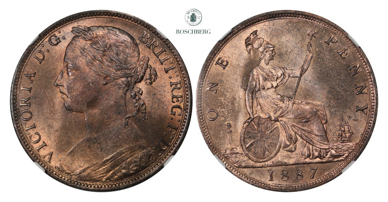 * GREAT BRITAIN. 1 Penny 1887 NGC MS63BN, https://www.ngccoin.com/certlookup/290...