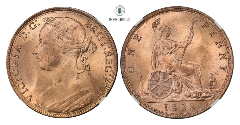 * GREAT BRITAIN. 1 Penny 1888 NGC MS64RB, https://www.ngccoin.com/certlookup/290...