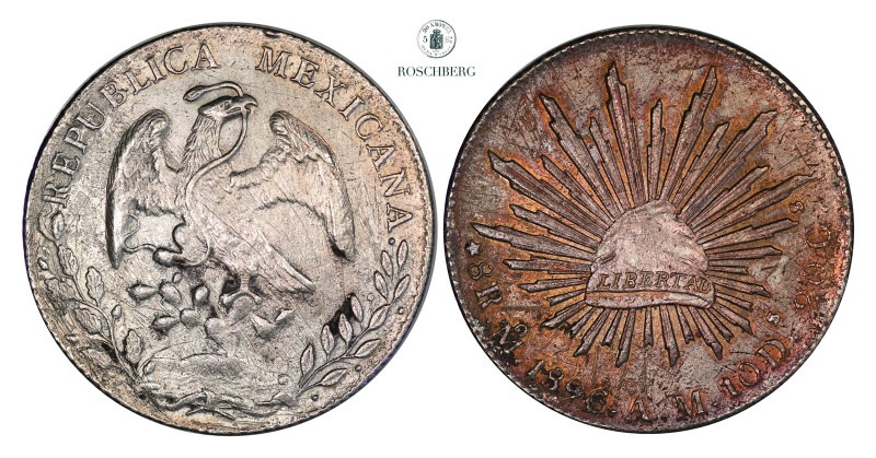 MEXICO. 8 Reales 1896-Mo AM XF, Heavily scratched. Grade: XF Valuation: 500-700