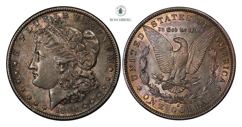 * USA. Dollar 1890-S AU, KM-110. San Fransisco Mint. Beautiful dark patina Grade...