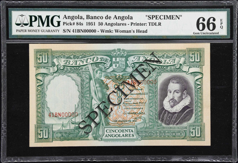 ANGOLA. Banco de Angola. 50 Angolares, 1.3.1951. P-84s. Specimen. PMG Gem Uncirc...