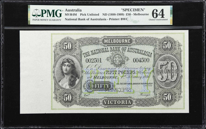 AUSTRALIA. National Bank of Australasia. 50 Pounds, 1.2.1896. P-Unlisted. MVR4M....