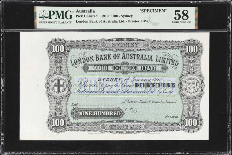 AUSTRALIA. London Bank of Australia Limited. 100 Pounds, 1.1.1910. P-Unlisted. S...