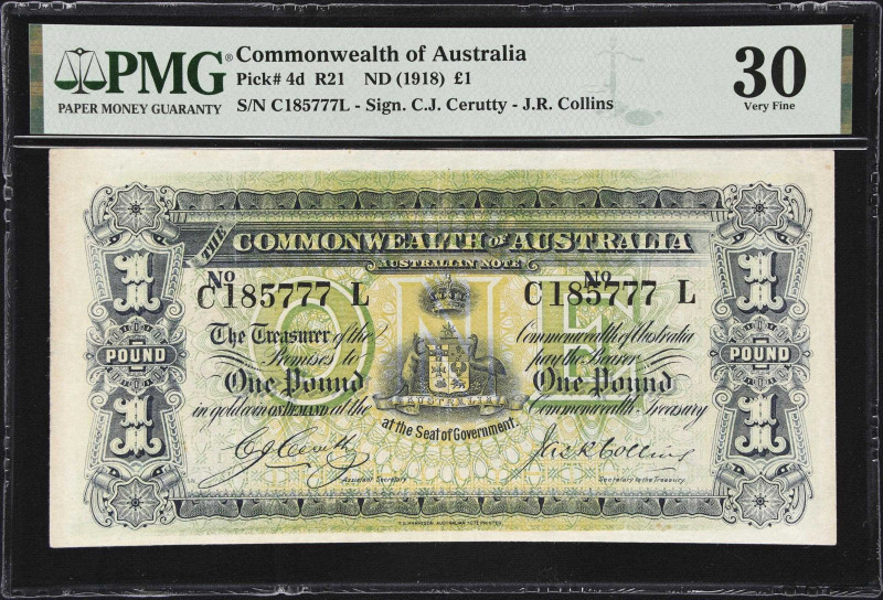 AUSTRALIA. Commonwealth Bank of Australia. 1 Pound, ND (1918). P-4d. R21. PMG Ve...