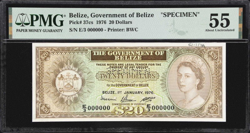 BELIZE. Government of Belize. 20 Dollars, 1.1.1976. P-37cs. Specimen. PMG About ...