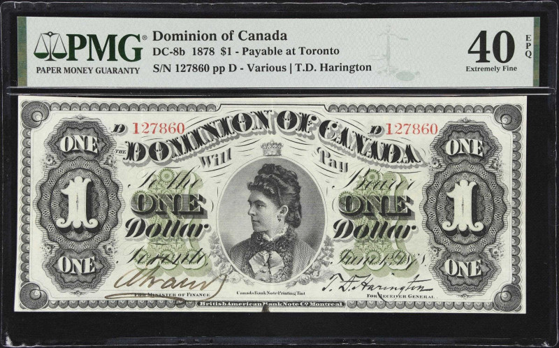 CANADA. Dominion of Canada. 1 Dollar, 1.6.1878. DC-8b. PMG Extremely Fine 40 EPQ...