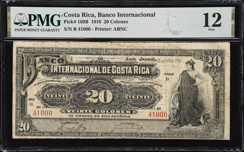 COSTA RICA. Banco Internacional de Costa Rica. 20 Colones, 21.10.1918. P-169B. P...