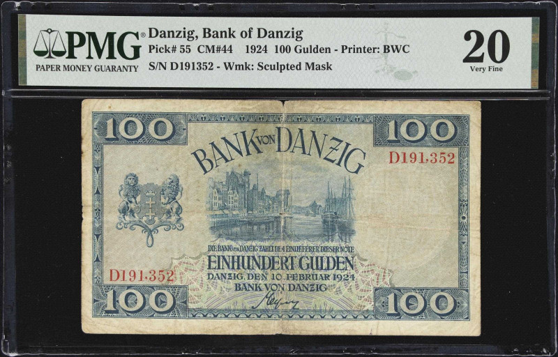 DANZIG. Bank von Danzig. 100 Gulden, 10.2.1924. P-55. CM#44. PMG Very Fine 20.
...