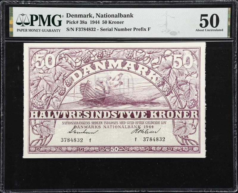 DENMARK. Danmarks Nationalbank. 50 Kroner, 1944. P-38a. PMG About Uncirculated 5...