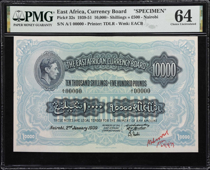 EAST AFRICA. East African Currency Board. 10,000 Shillings = 500 Pounds, 2.1.193...