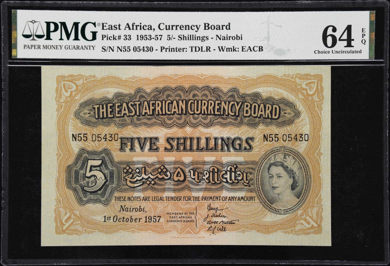 EAST AFRICA. East African Currency Board. 5 Shillings, 1.1.1957. P-33. PMG Choic...