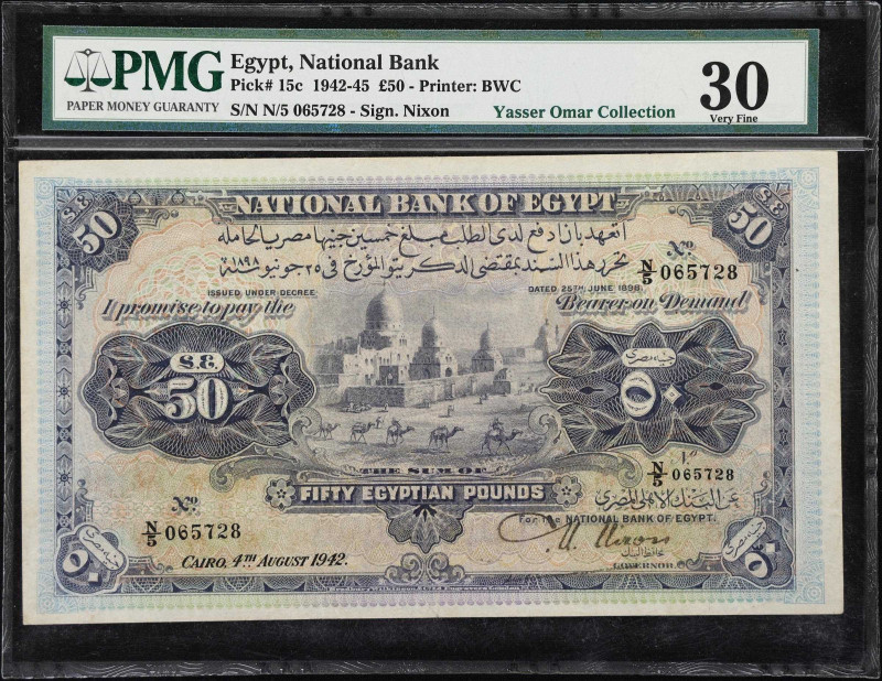 EGYPT. National Bank of Egypt. 50 Pounds, 4.8.1942. P-15c. PMG Very Fine 30.
Mo...