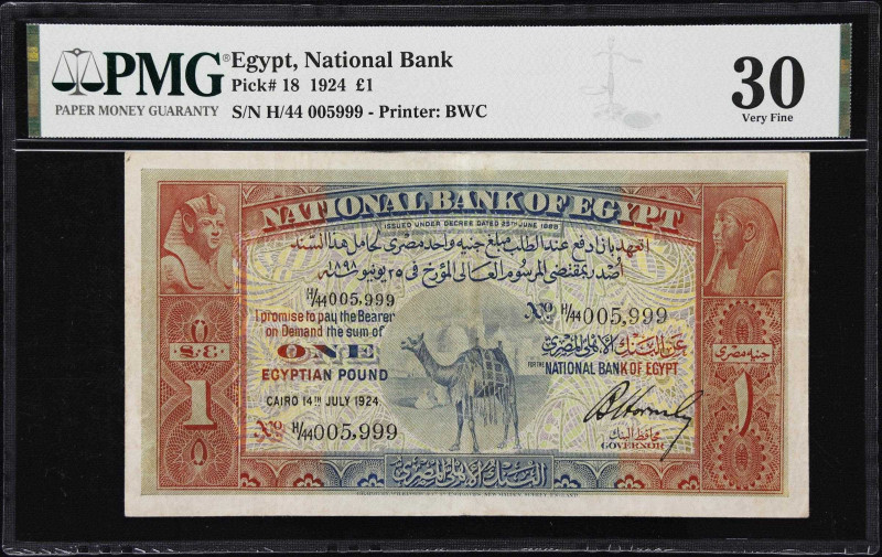 EGYPT. National Bank of Egypt. 1 Pound, 14.7.1924. P-18. PMG Very Fine 30.
Plea...