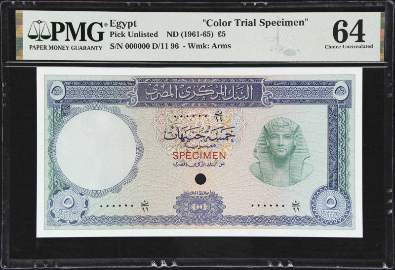 EGYPT. Central Bank of Egypt. 5 Pounds, ND (1961-65). P-39cts. Color Trial Speci...