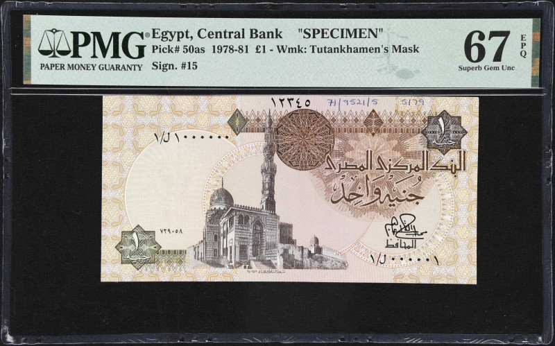 EGYPT. Central Bank of Egypt. 1 Pound, 1978. P-50as. Specimen. PMG Superb Gem Un...