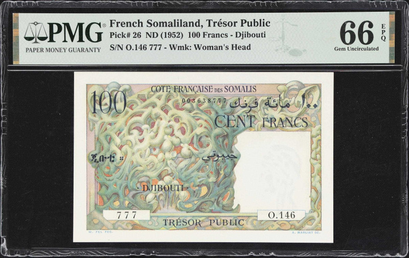 FRENCH SOMALILAND. Tresor Public - Cote Francaise des Somalis. 100 Francs, ND (1...