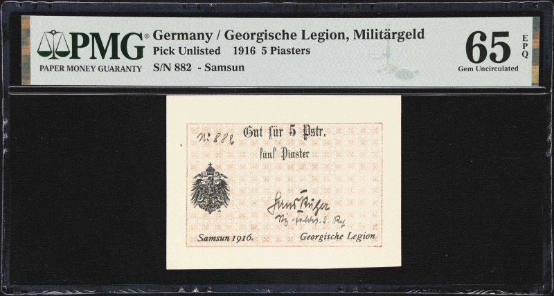 GERMANY. Lot of (2). Georgische Legion, Militargeld. 5 & 10 Piasters, 1916. P-Un...